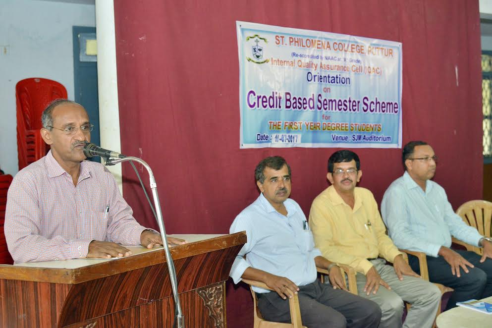 Orientation program on Credit Based Semester Scheme held at St. Philomena College, Puttur